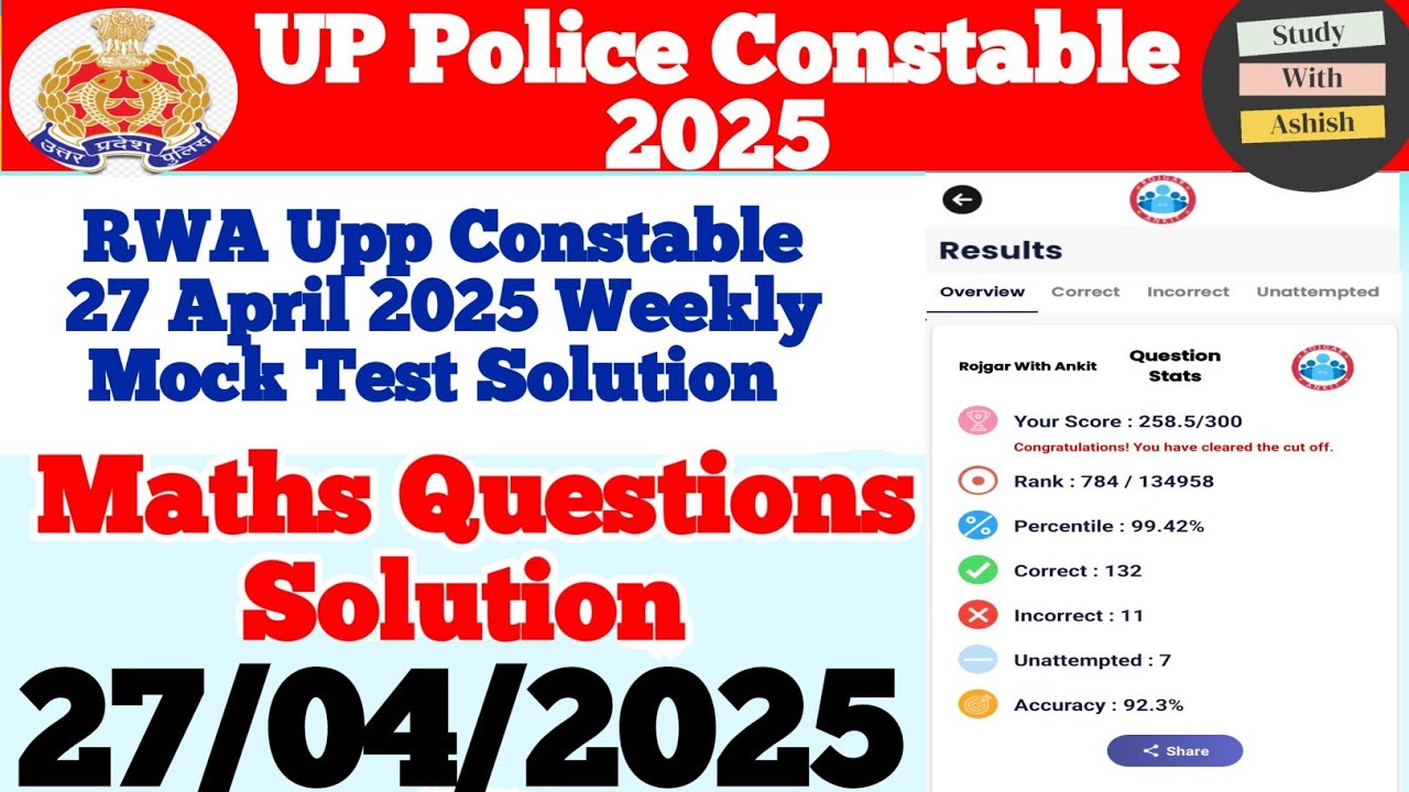 Rojgar With Ankit Up Police Constable 27 April 2025 Free Weekly Mock Test Solution