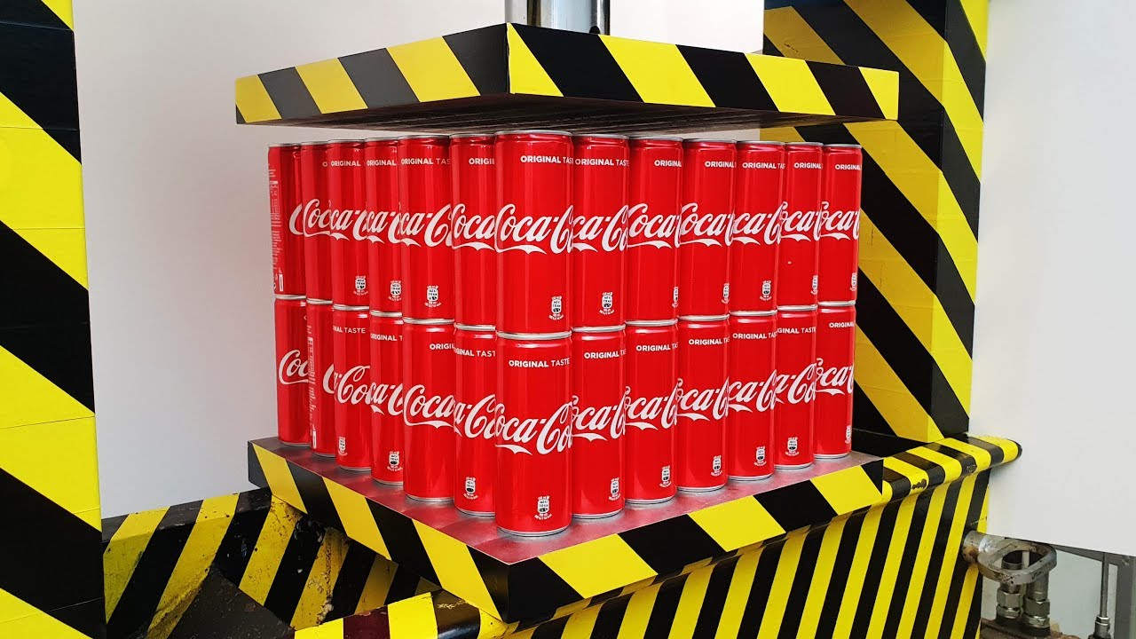 EXPERIMENT HYDRAULIC PRESS 100 TON vs 100 COCA COLA