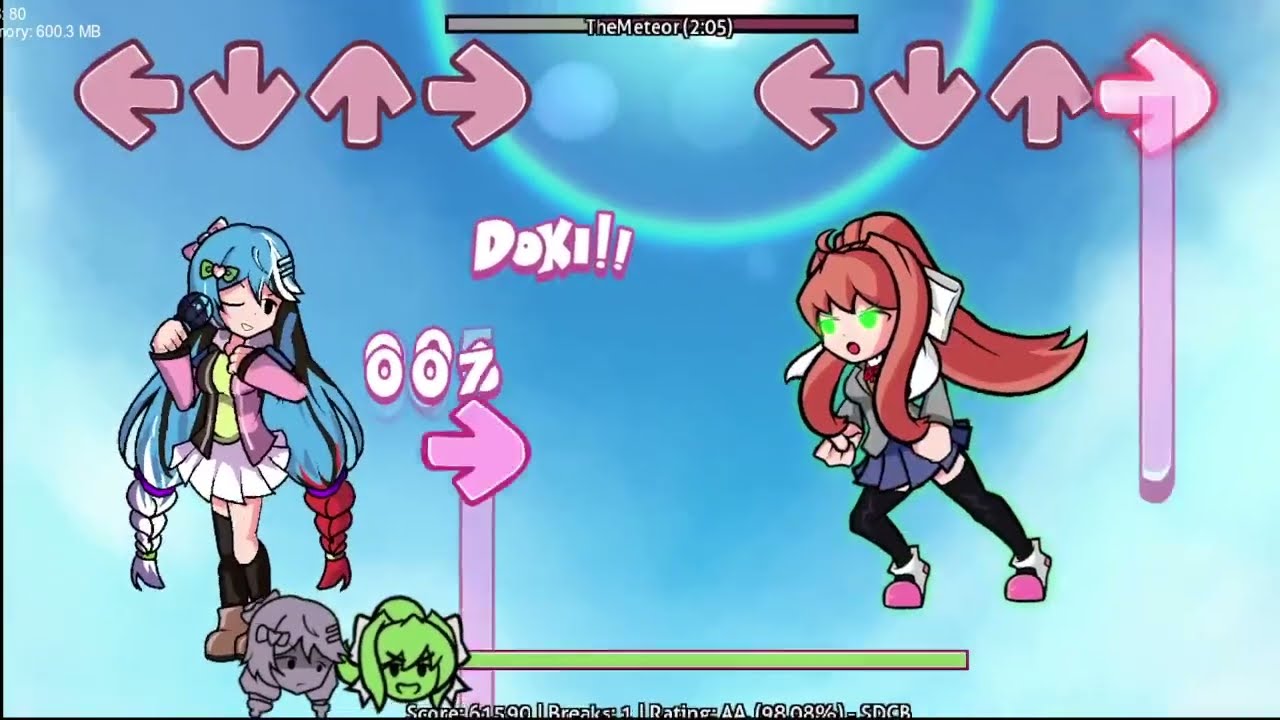 FNF เพลง TheMeteor Satesukaeko vs Monika (FusionFour vs Overpowered)(The ultimate power)
