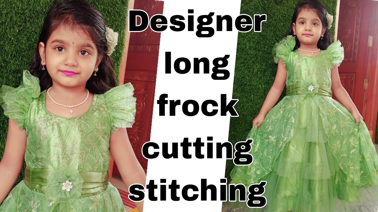 Designer long frock cutting stitching//layered long frock// long frock for 5 to 6 yrs baby