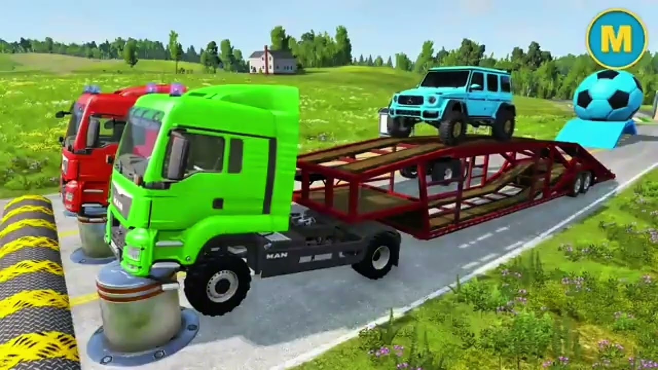 Double Flatbed Truck  / Transportation with Truck / MCQUEEN / BeamNG Gao Drive
