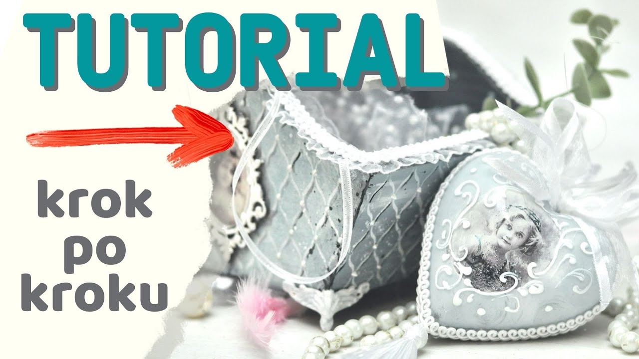 Romantyczny koszyczek z serduszkami  [DIY Decoupage Tutorial koszyczek] No. 860