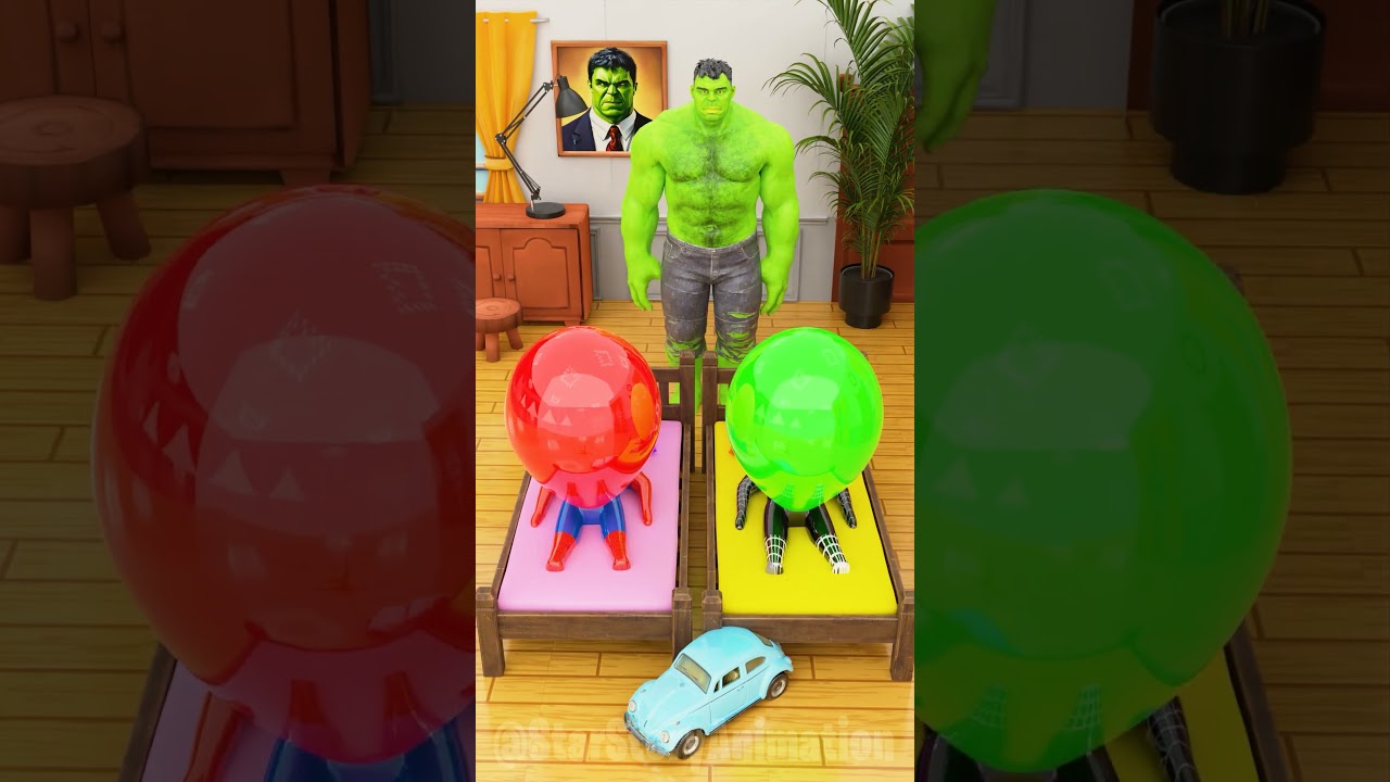 GTA V - Two Spiderman Vs Hulk Balloon Challenge #gta #funnyanimation #spiderman