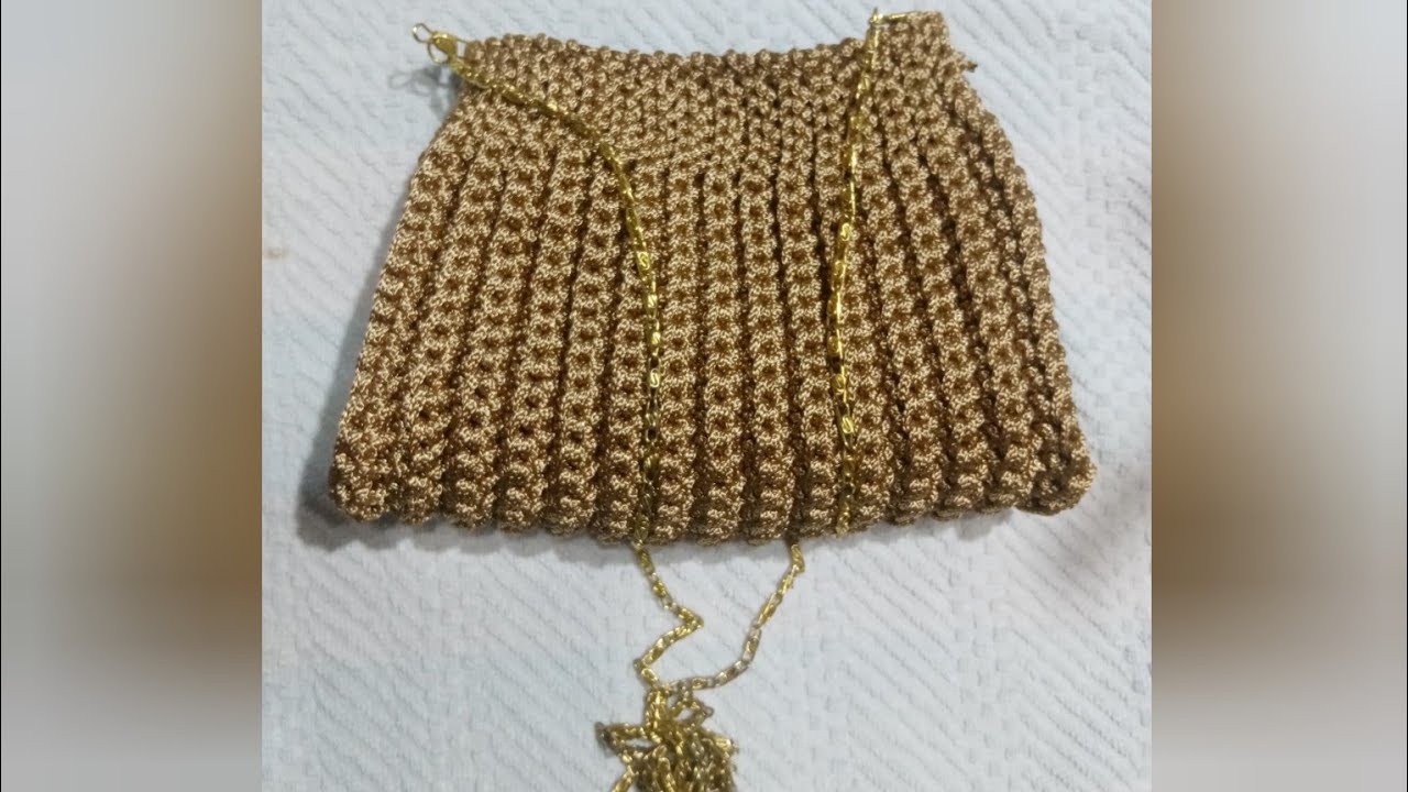 شنطة كروشية سوارية بخبط السلسلة بغرزةبسيطة جداً للمبتدئين very easy evening bag