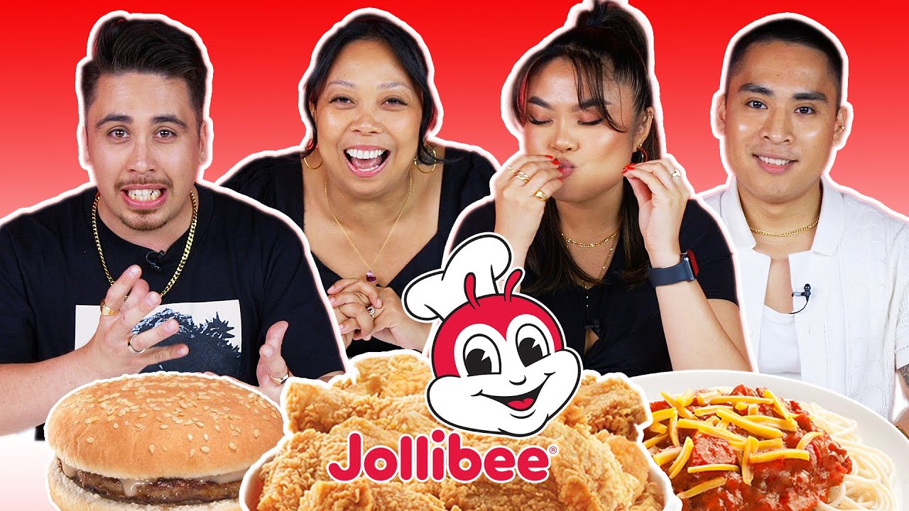 Мы пробуем заказы Jollibee друг друга