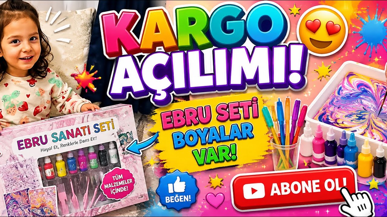 Kargo Açılımı 🎁 | Ebru Seti, Boyalar, Fırçalar ve Kağıtlar! 🎨✨