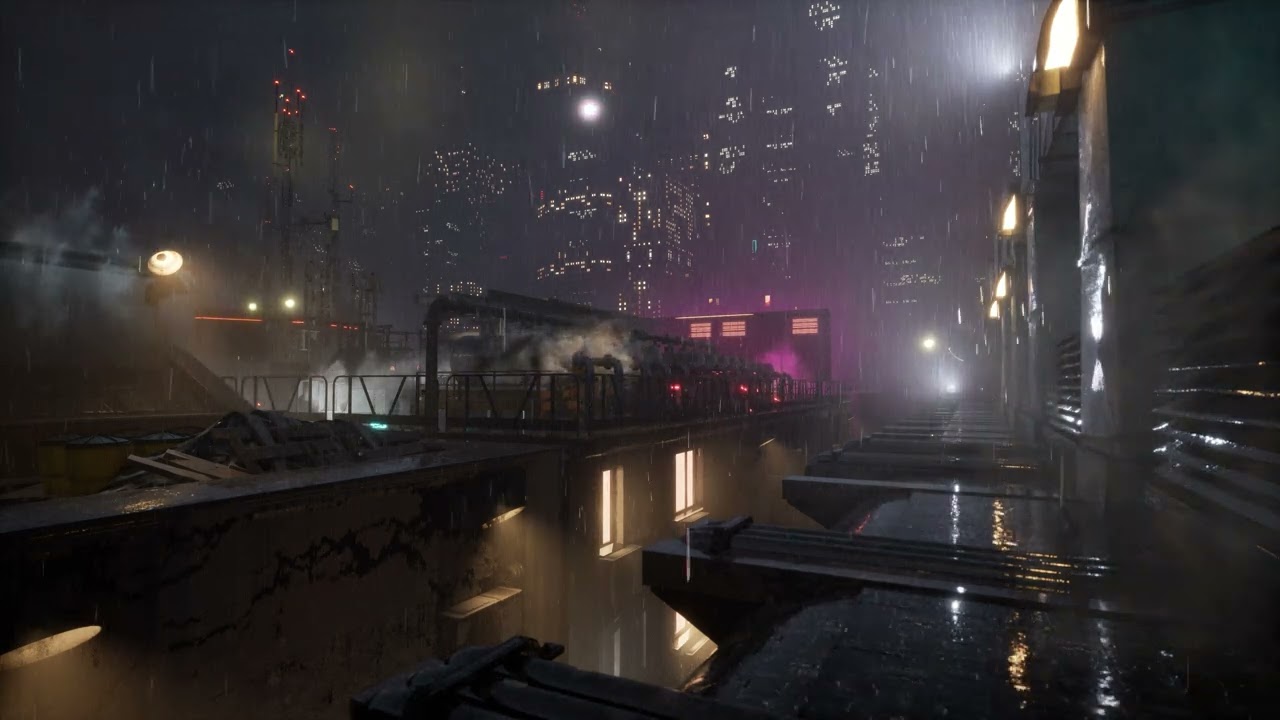 Rainy Night in a Dark Alley &ndash; Cyberpunk City Atmosphere | Relaxing Rain Ambience