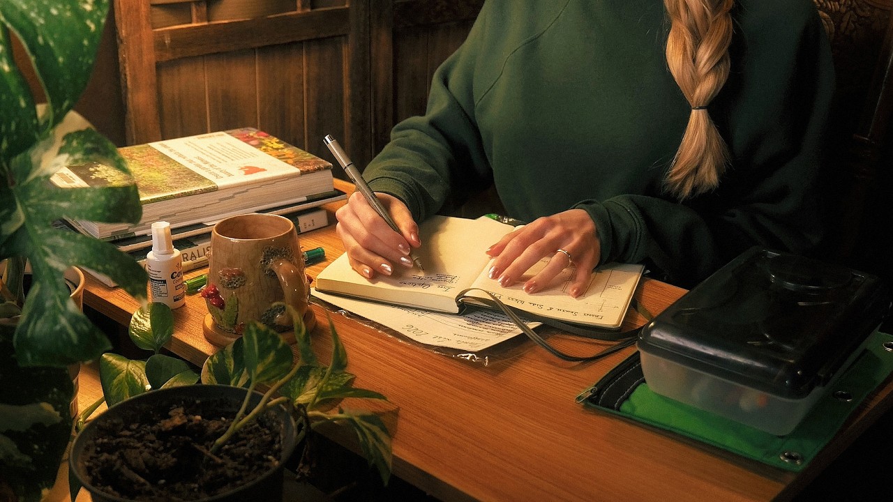 ASMR ✍️ Garden Plan with Me 1 Hour (Study with Me, Rain, Crinkles, Page Turning, Writing) 🌧️