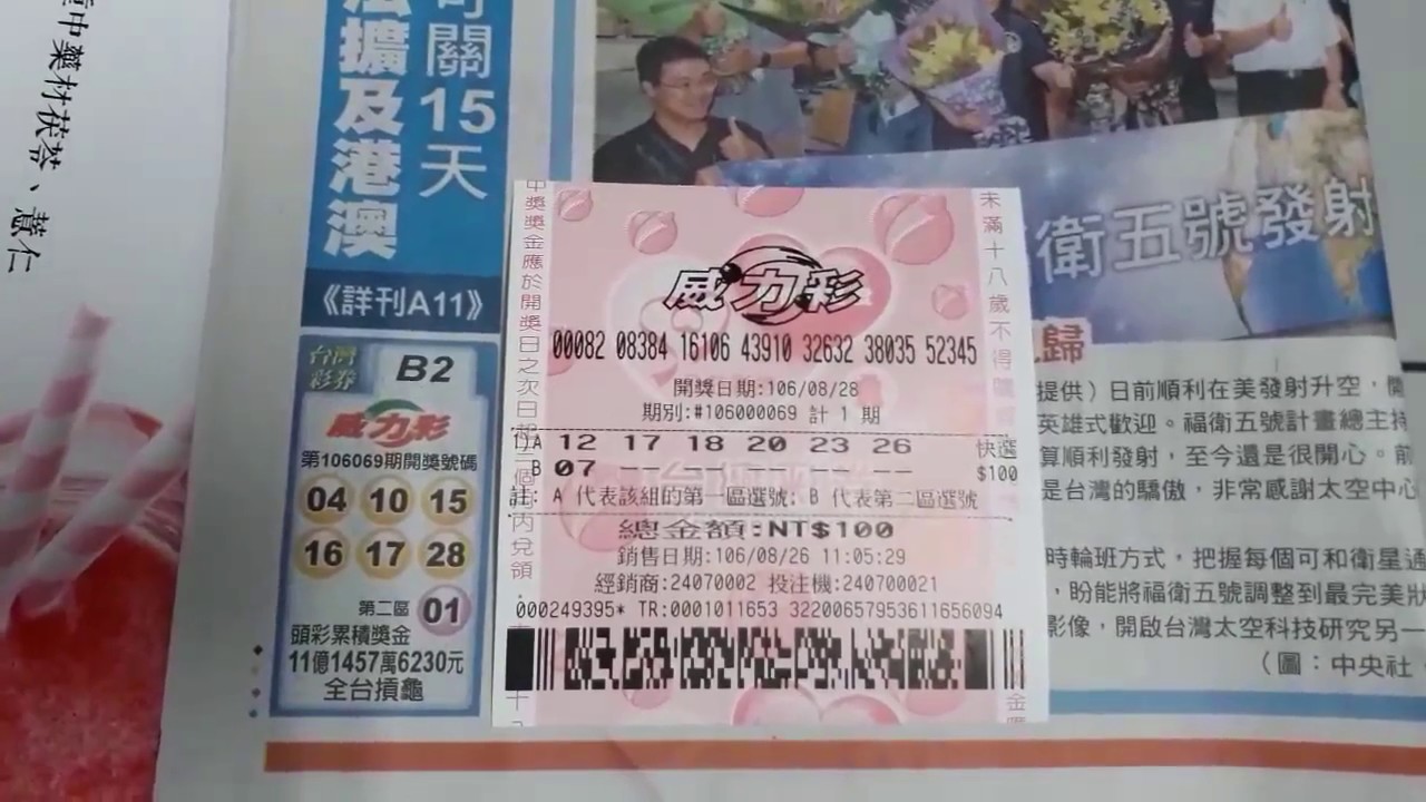 公益彩券 威力彩106069期開獎號碼