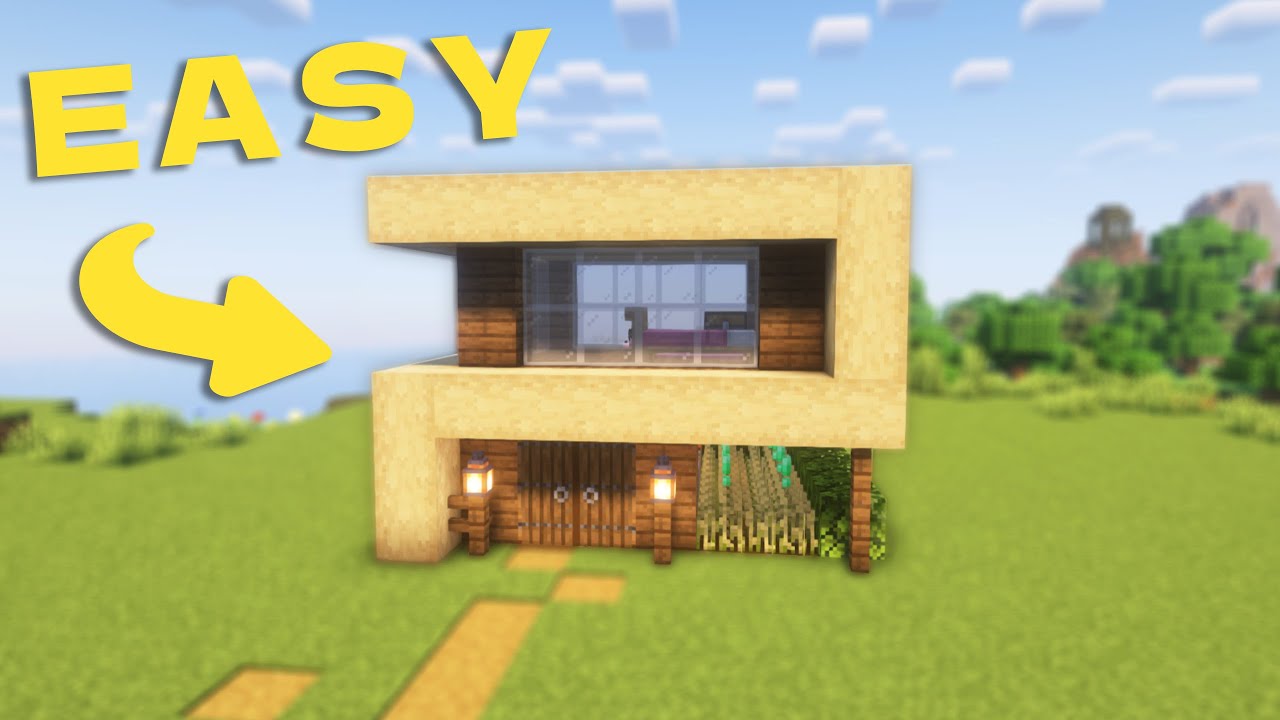 Minecraft How To Build a Wooden Modern Starter House 🏡