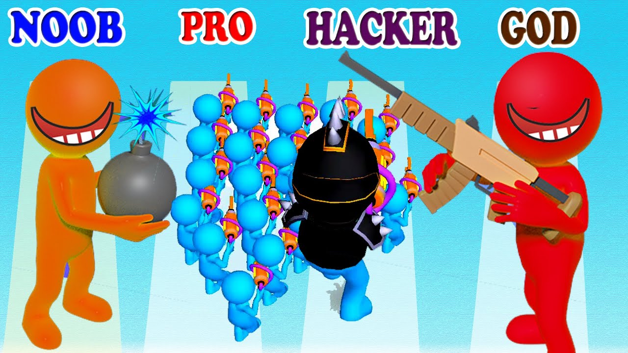 NOOBvsPROvsHACKERvsGOD in Crowd Race vs They Are Coming Gameplay - Which game do you like?