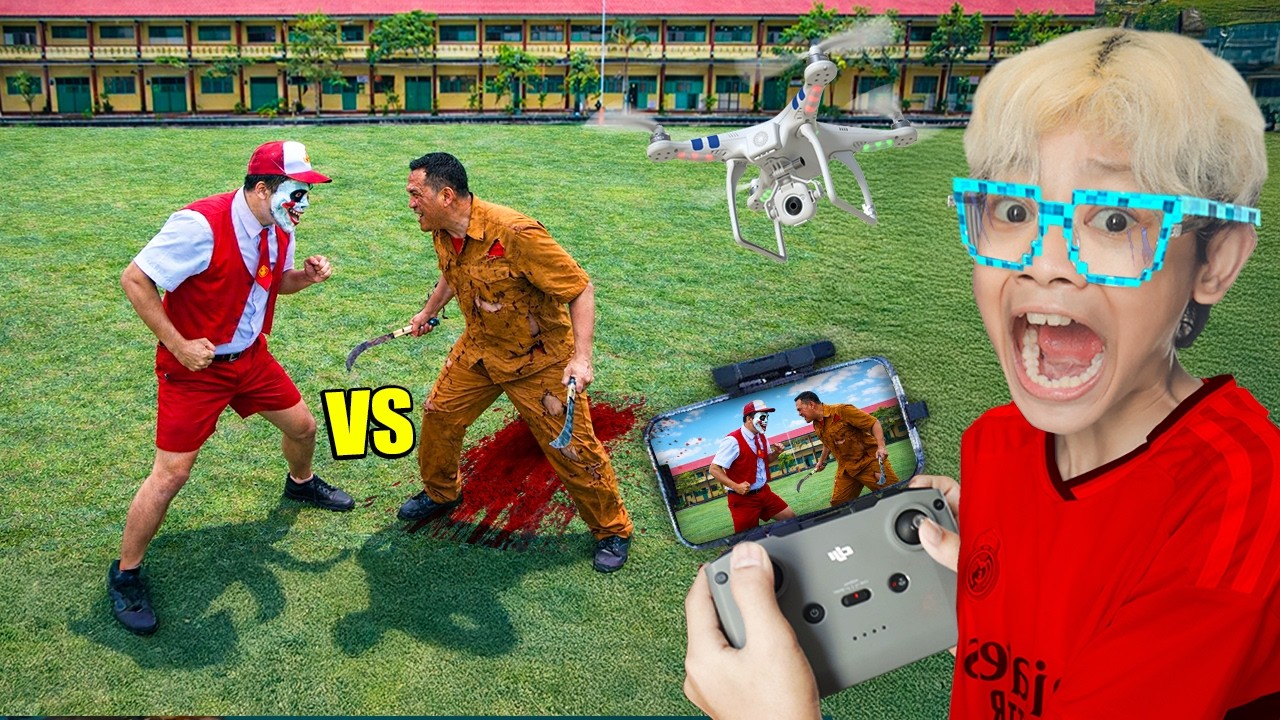 TEREKAM DRONE PERTEMPURAN GURU TARING CELENG VS ANAK SD UPACARA KESURUPAN! BOCIL MERINDING!