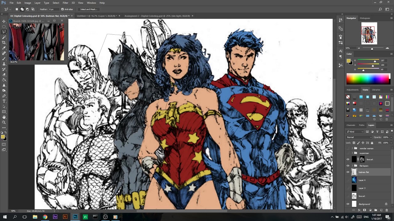 Digital Coloring of Justice League