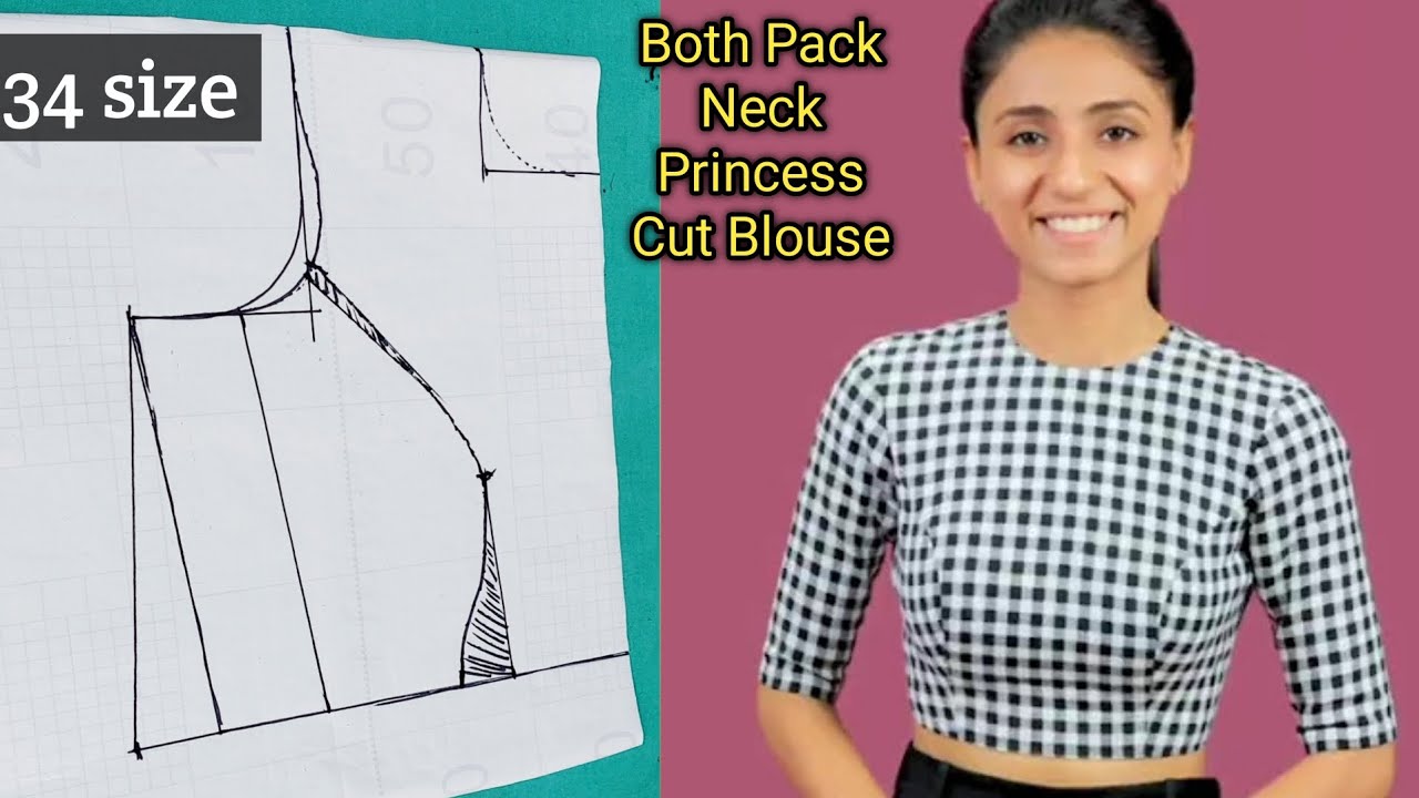 Pack neck cutting/ 34 size packneck princess cut blouse cutting farma A-Z @priyafashionshorts 