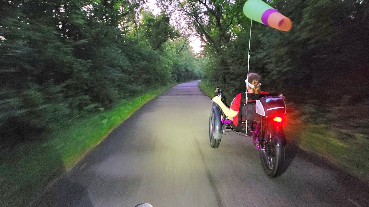 Recumbent Fat Tad Trike Night Ride On Douglas Trail With Fire Flies