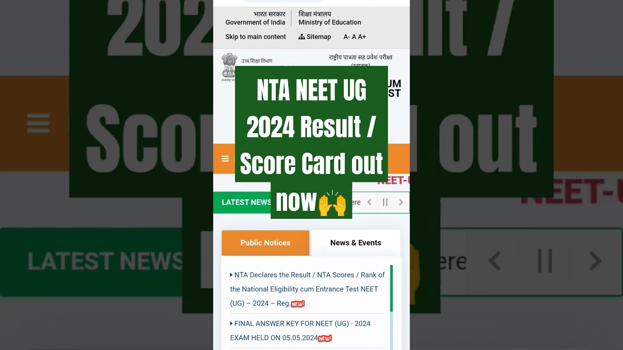 NTA NEET UG 2024 Result/Score Card out now🙌