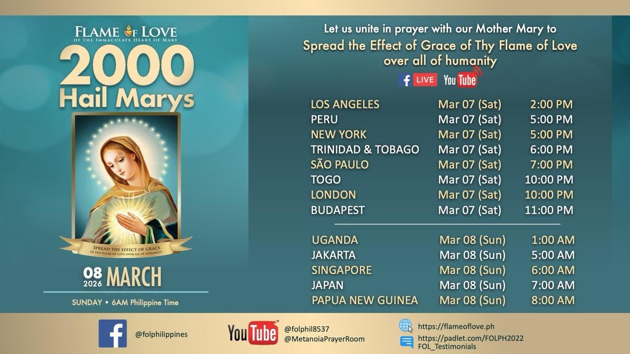 LIVE | 2000 Flame of Love Hail Marys Event | March 8, 2026 | PART 2