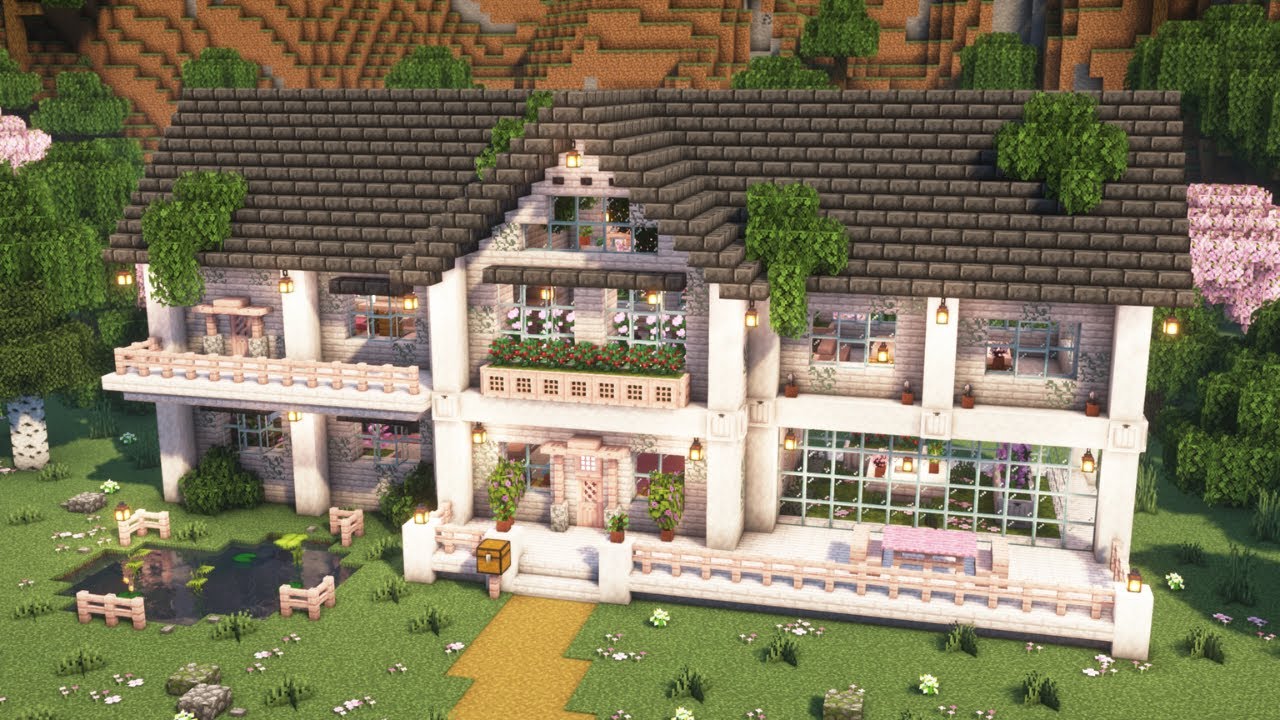 [Minecraft] How to Build a Large Pale Oak House / Aesthetic / Tutorial