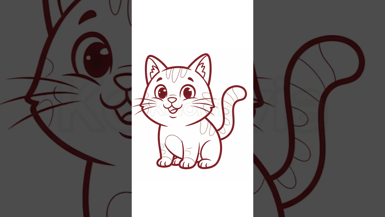 Relaxing Cat Coloring Video | Simple Line Art |Printable Coloring Pages for Kids & Adults | Kolorvia