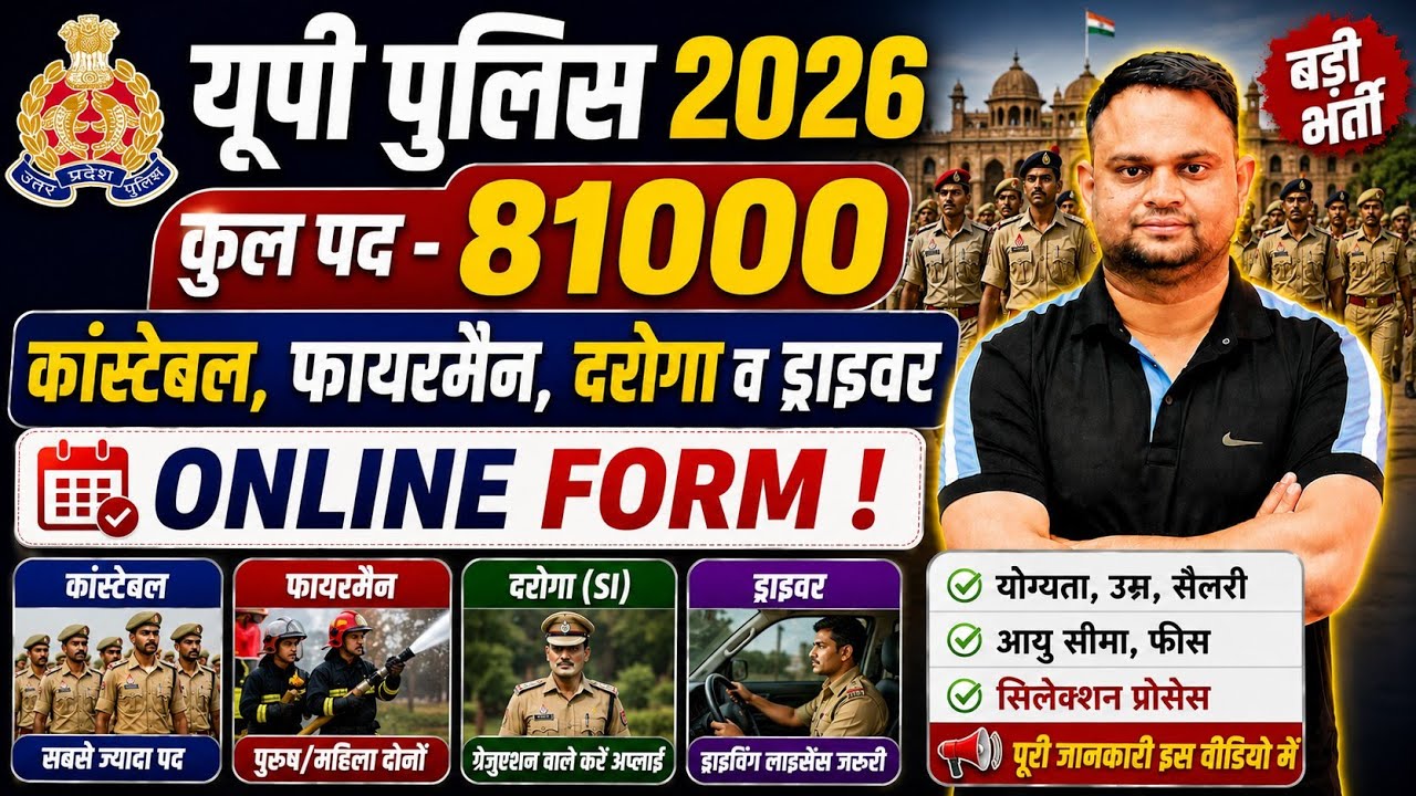 UP Police Constable New vacancy 2026 UP Police Constable Age Limit Height Qualification Online form