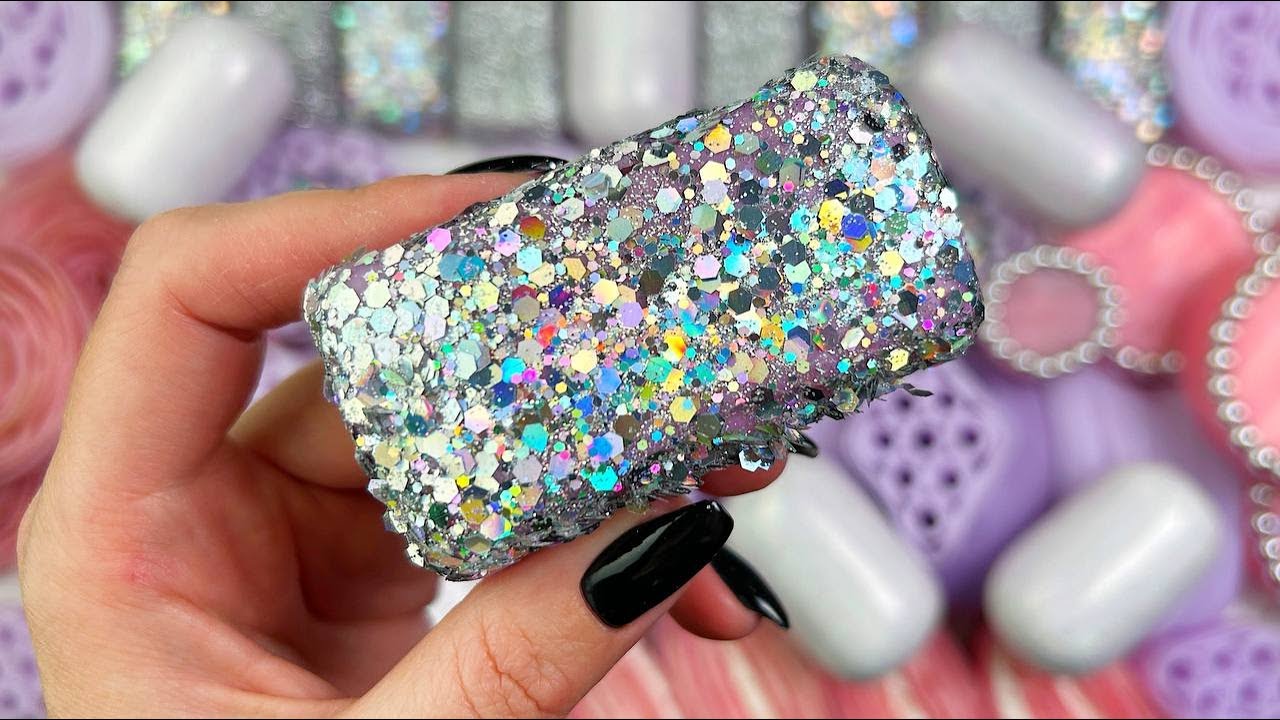 FOAM&GLITTER&STARCH★Soap boxes★Hand crush soap stripes★Clay cracking★