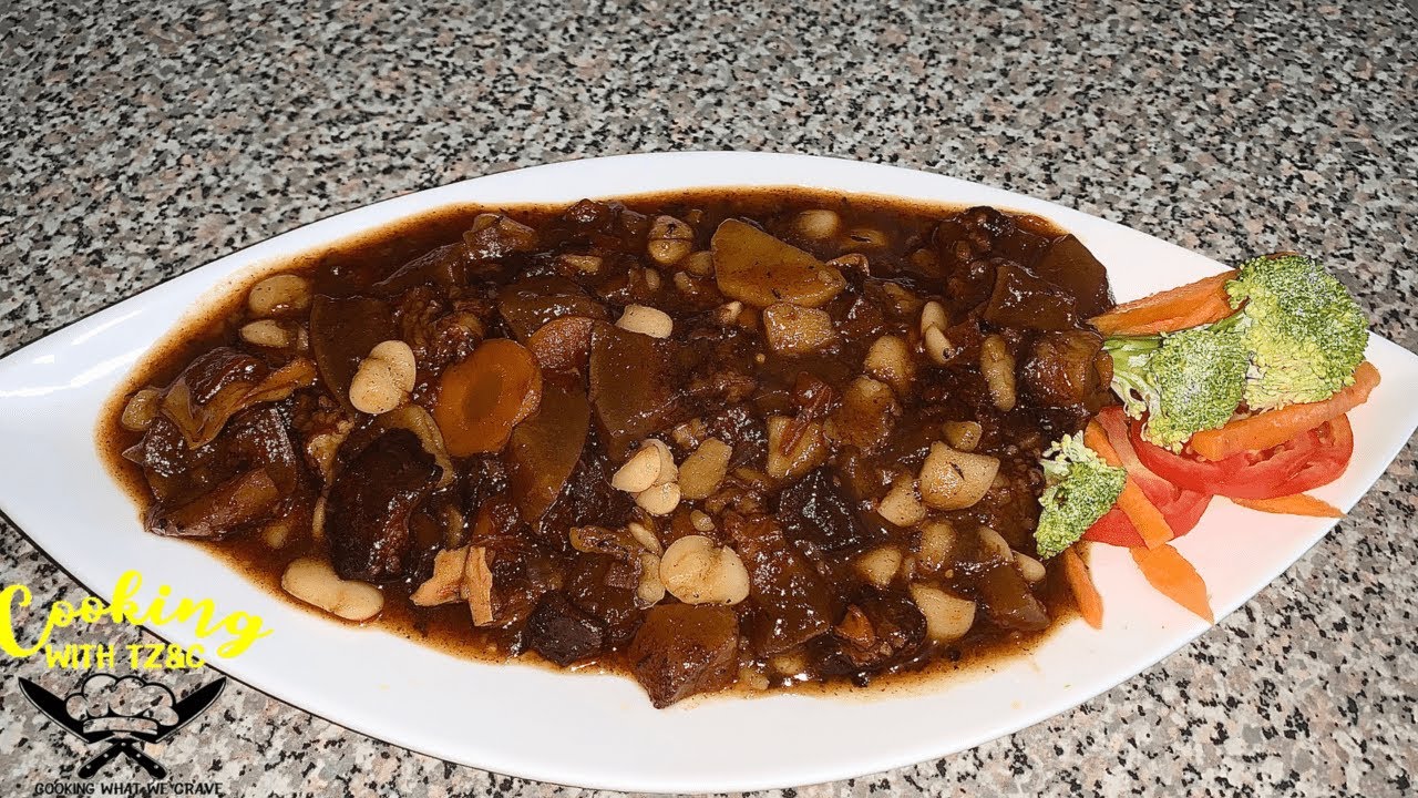 How to Cook COW HEAD and Bean | Cow Skin and Bean | Cooking with TZC