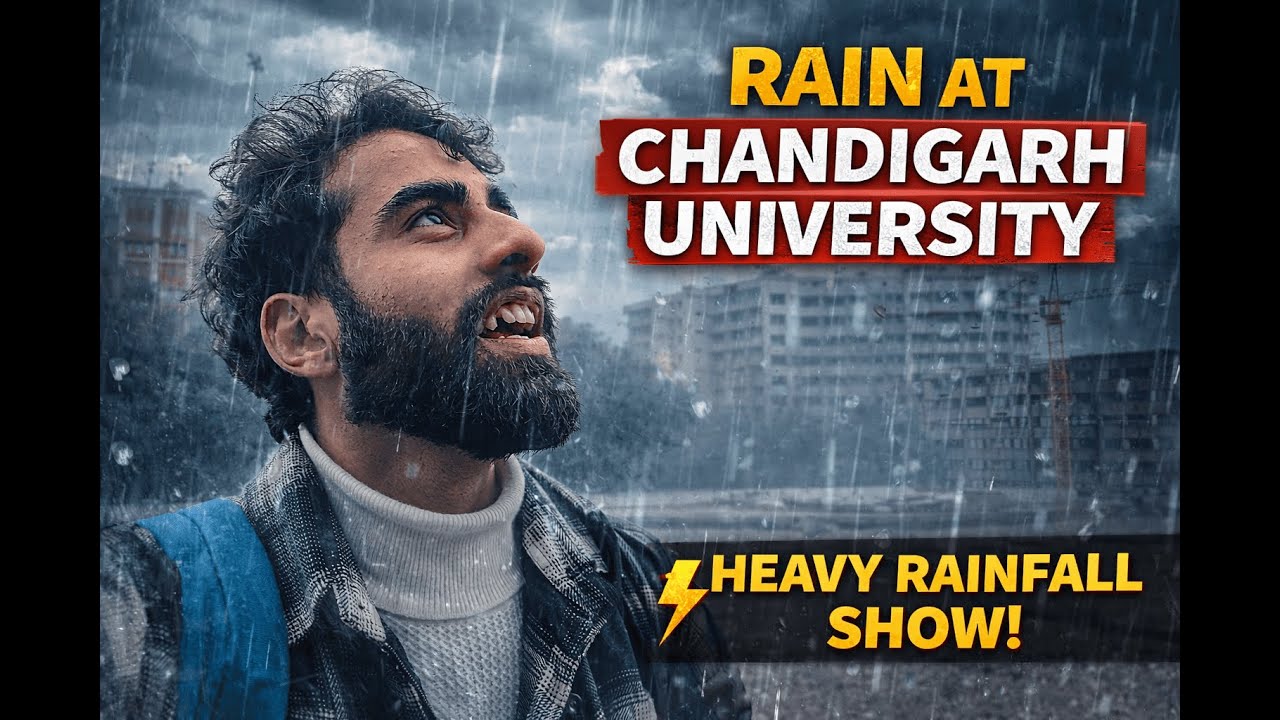 🌧️ Sudden Heavy Rainfall at Chandigarh University | Monsoon Vibes