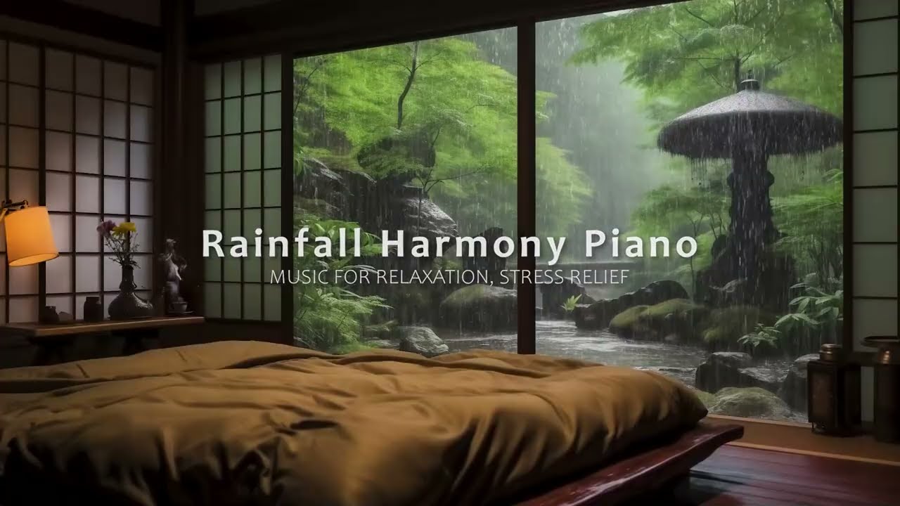 The sounds of piano and rain help reduce mental fatigue after a long day, promoting deeper sleep.