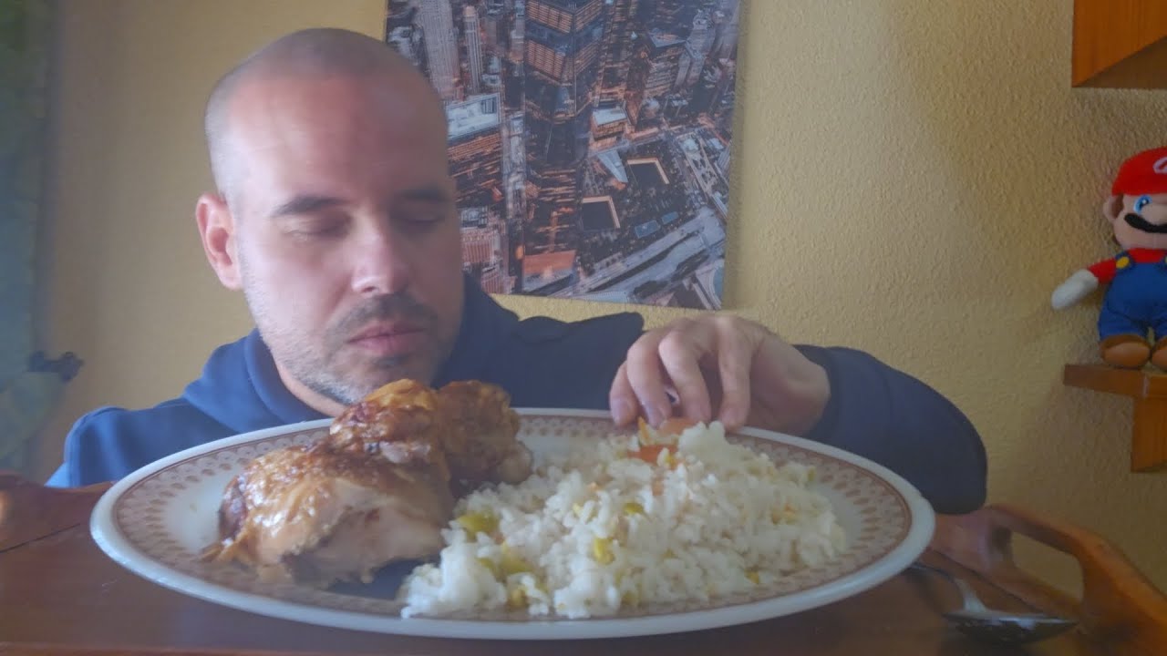 Asmr comiendo pollo asado y arroz,charla relajante con vosotros 🥰🍗