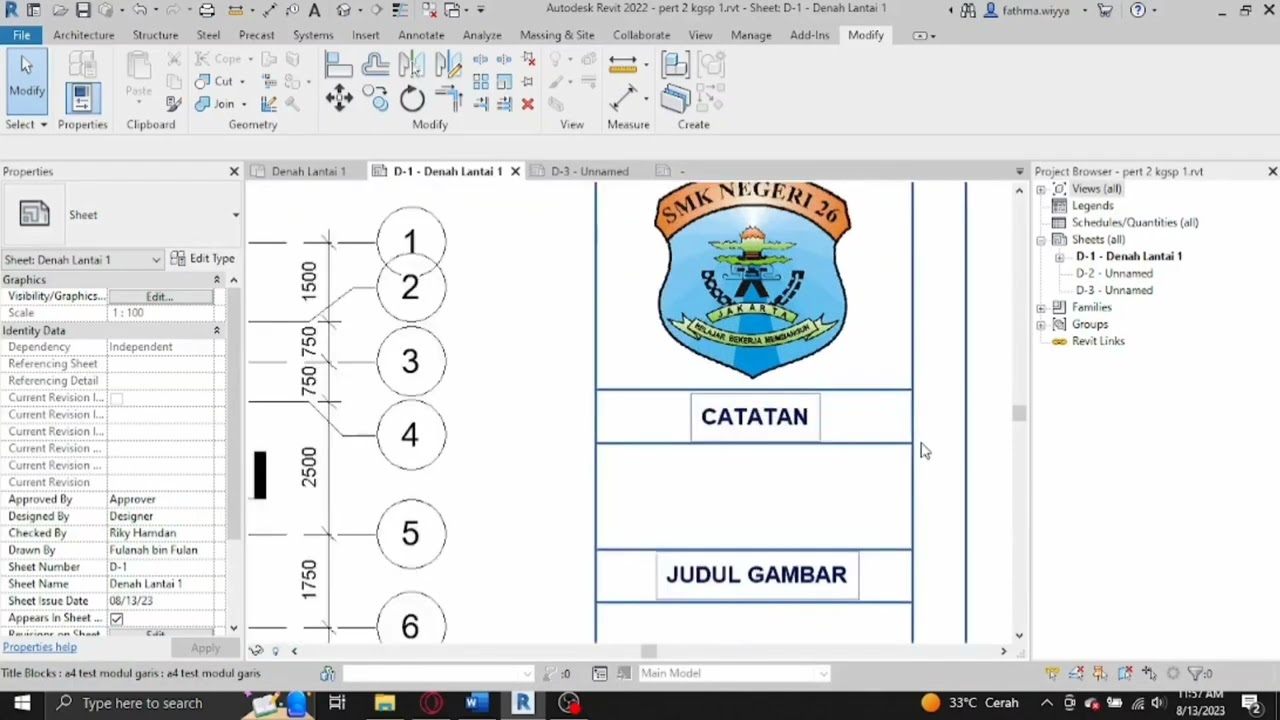 Autodesk Revit Membuat Etiket Gambar Teknik/ Titleblock/ Sheet
