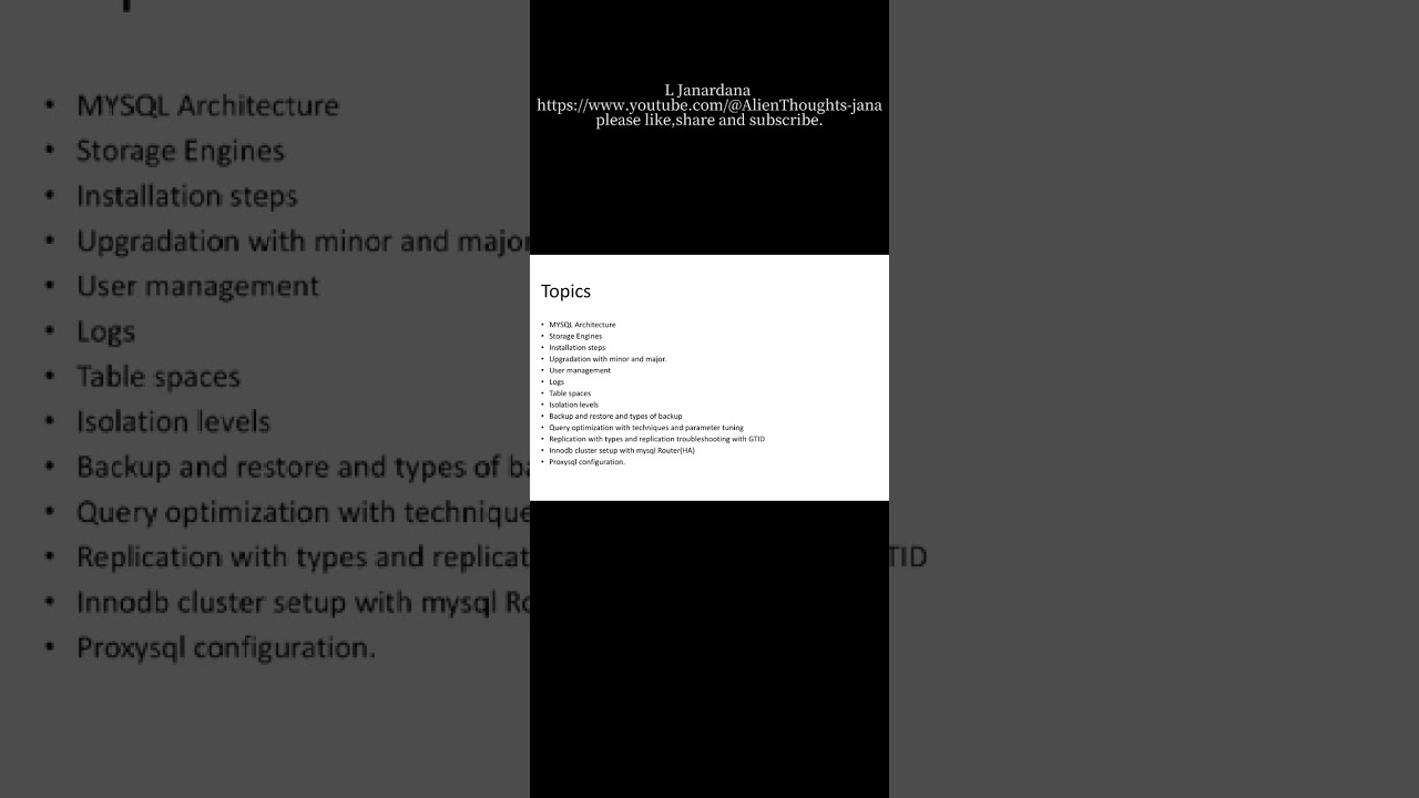 MYSQL DBA COURSE