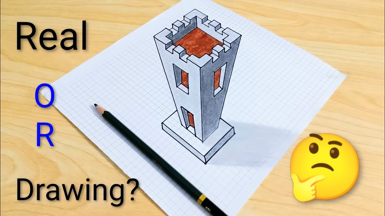 😱 Real or Drawing? 3D Tower Illusion That Will Mess With Your Brain! ✍️✨ | #drawing 