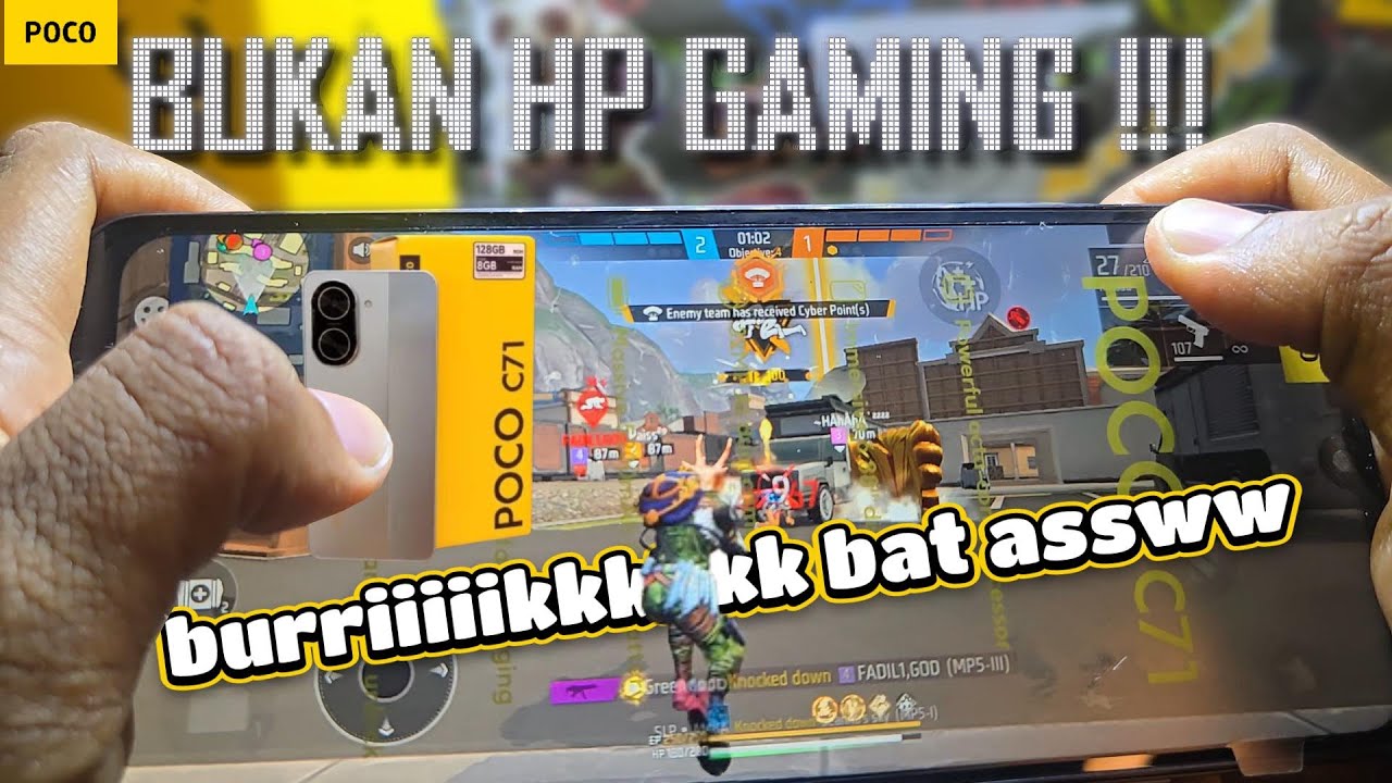 Poco C71 Ram 44GB Game Test Free Fire || Handcam || Unisoc T7250 (12 nm) || 5200 mAh