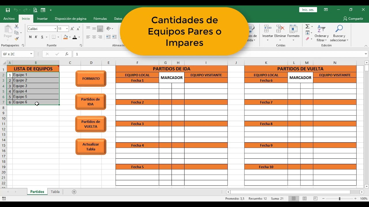 Fixture – Programación de Torneos (Cantidades Pares e Impares)