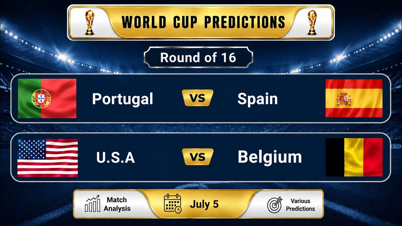 World Cup Predictions 🎯 Portugal vs Spain | USA vs Belgium (Round of 16)