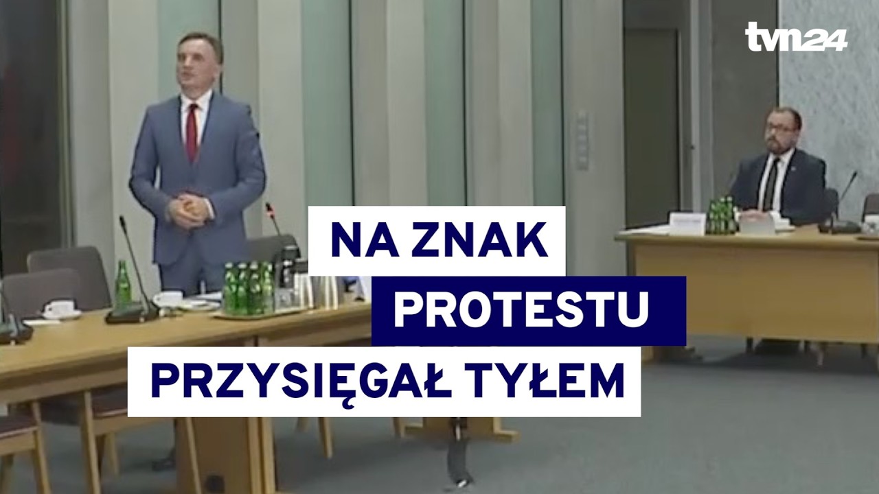 Ziobro przed komisją ds. Pegasusa. Przyrzeczenie składał odwrócony do niej plecami