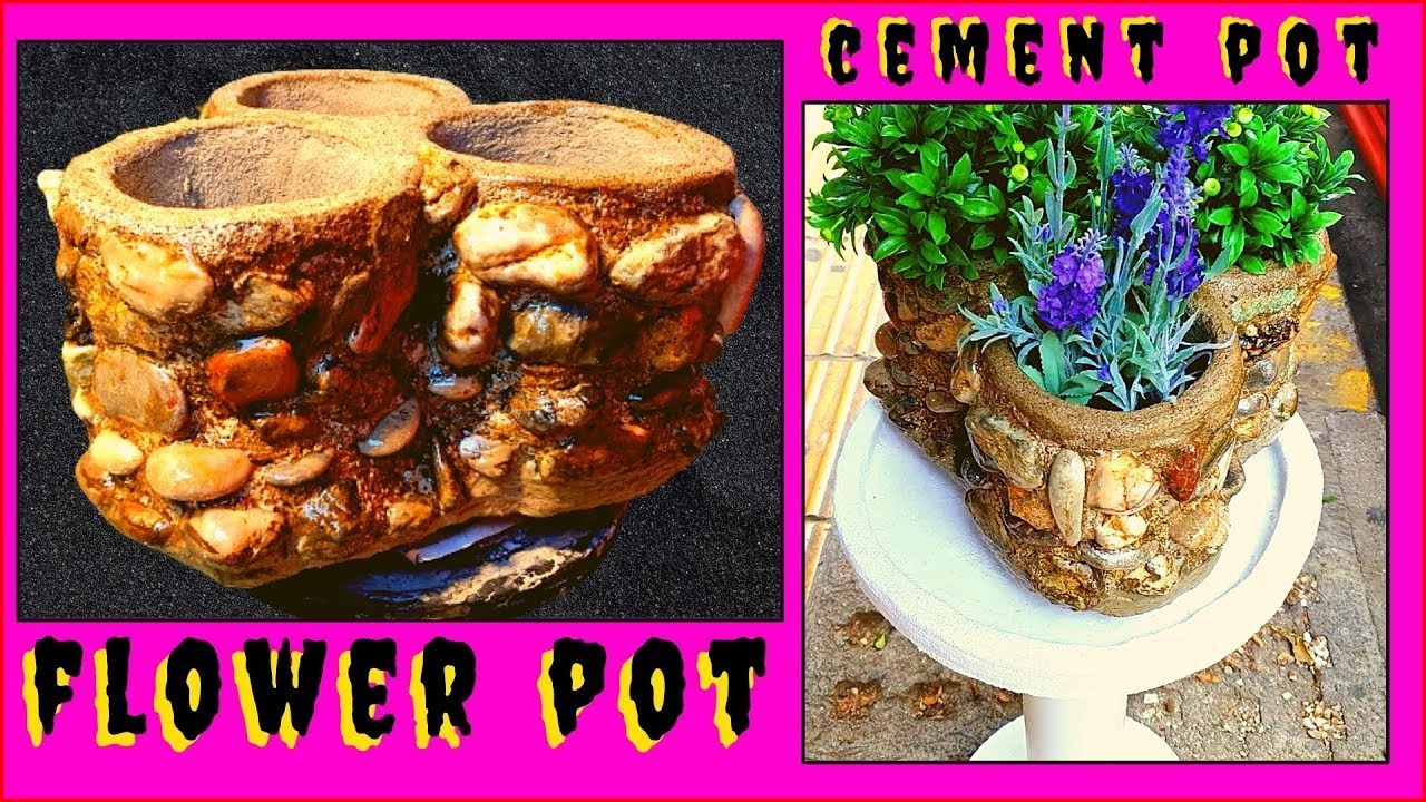 Γλάστρα με Τσιμέντο και Βότσαλα. Τριπλή Ομορφιά και Εκπληκτική ιδέα Τσιμέντου. Πως να τη φτιάξετε.