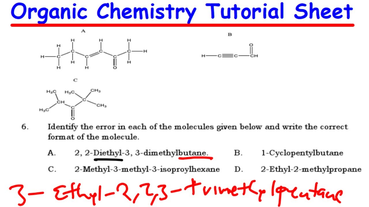 Organic Chemistry Tutorial Sheet   Che 112 Exam Prep
