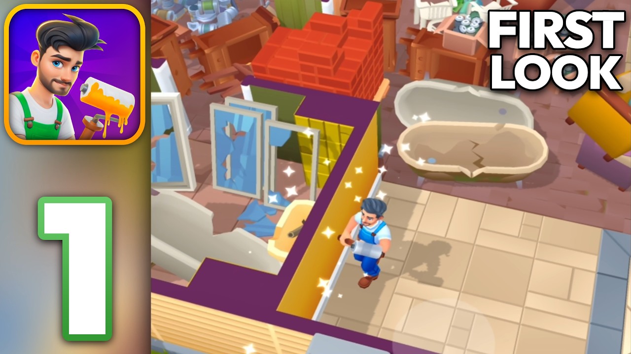 Renovation Day: House Makeover - Walkthrough Gameplay Part 1 - Tutorial (iOS, Android)