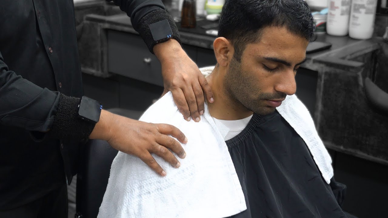 The CRUNCH of an ASMR Shoulder and Head Massage by Barber Azeem