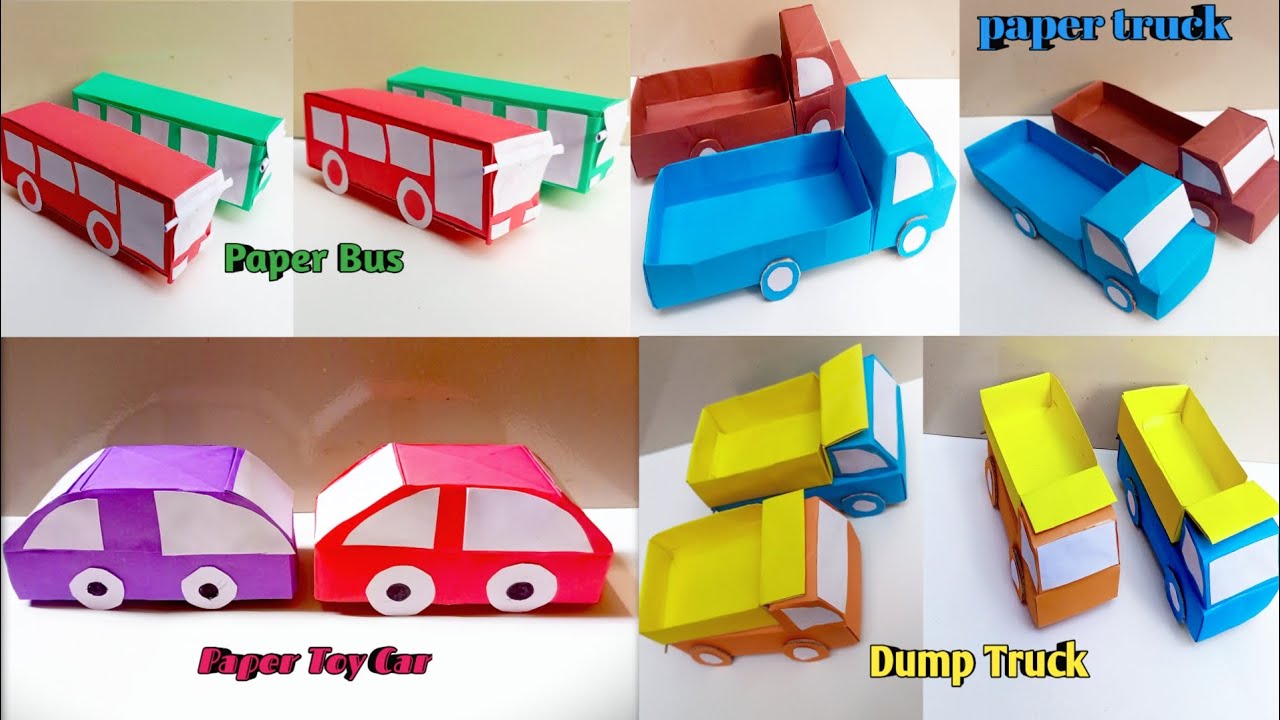 How To Make Paper Toy Vehicles ( Car,Truck,Bus) For Kids /Nursery Craft Ideas / Kids Craft. 