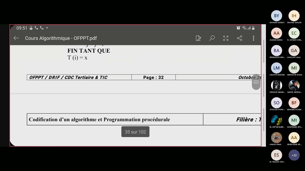 Algorithme 13: Tableaux dynamique: insertion et suppression