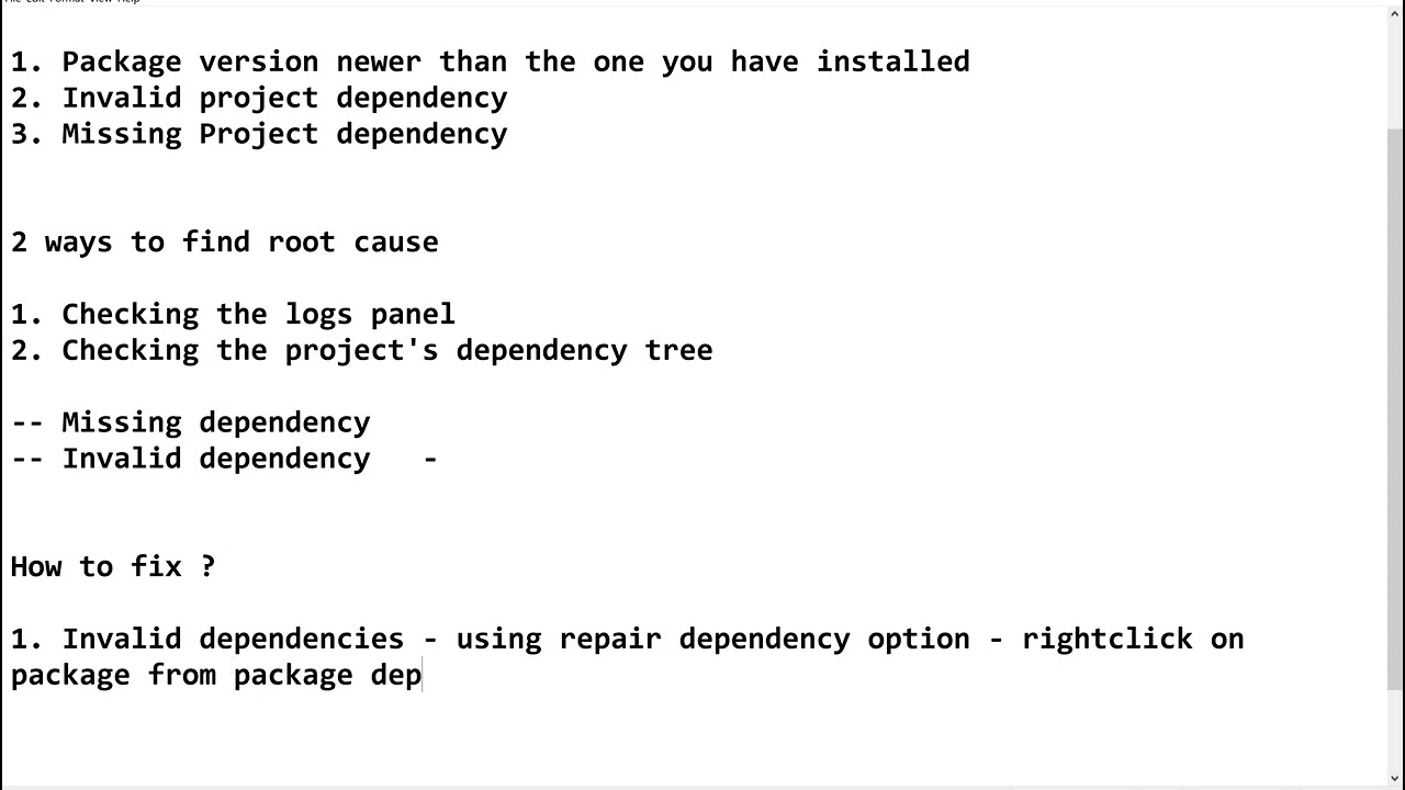 Missing Invalid activities issue | How to find and resolve / fix package dependency issues