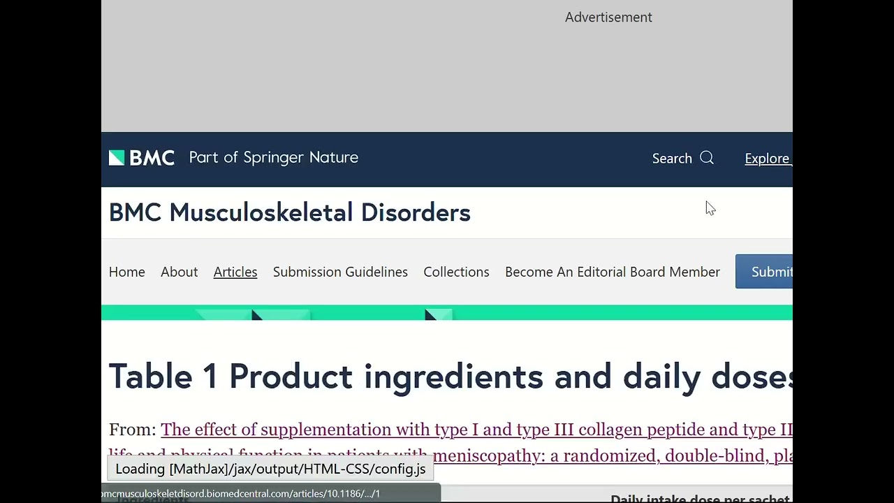 Quels effets d'un supplément en collagène contre une méniscopathie? (Part 1 de 2)