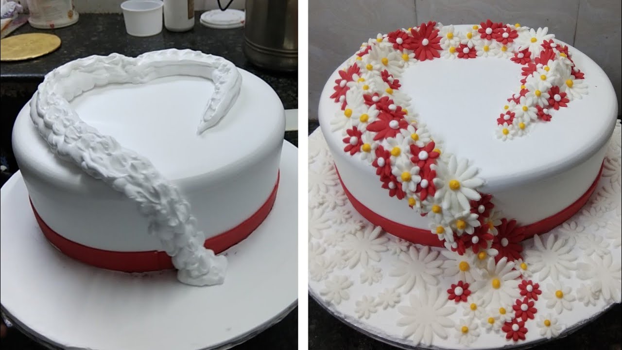 Anniversary cake design |Anniversary Flowers Cake Design |Round shape Pineapple cake Recipe