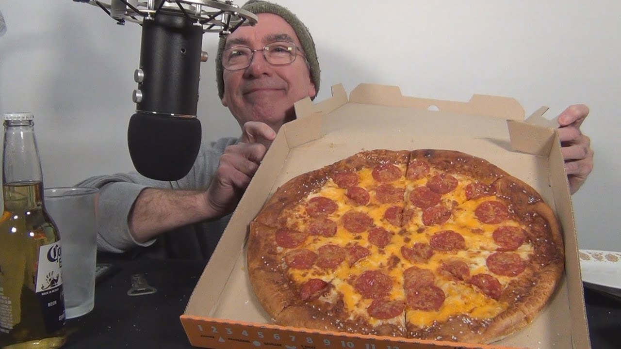 ASMR Eating Little Caesars Pretzel Crust Pizza Whispering