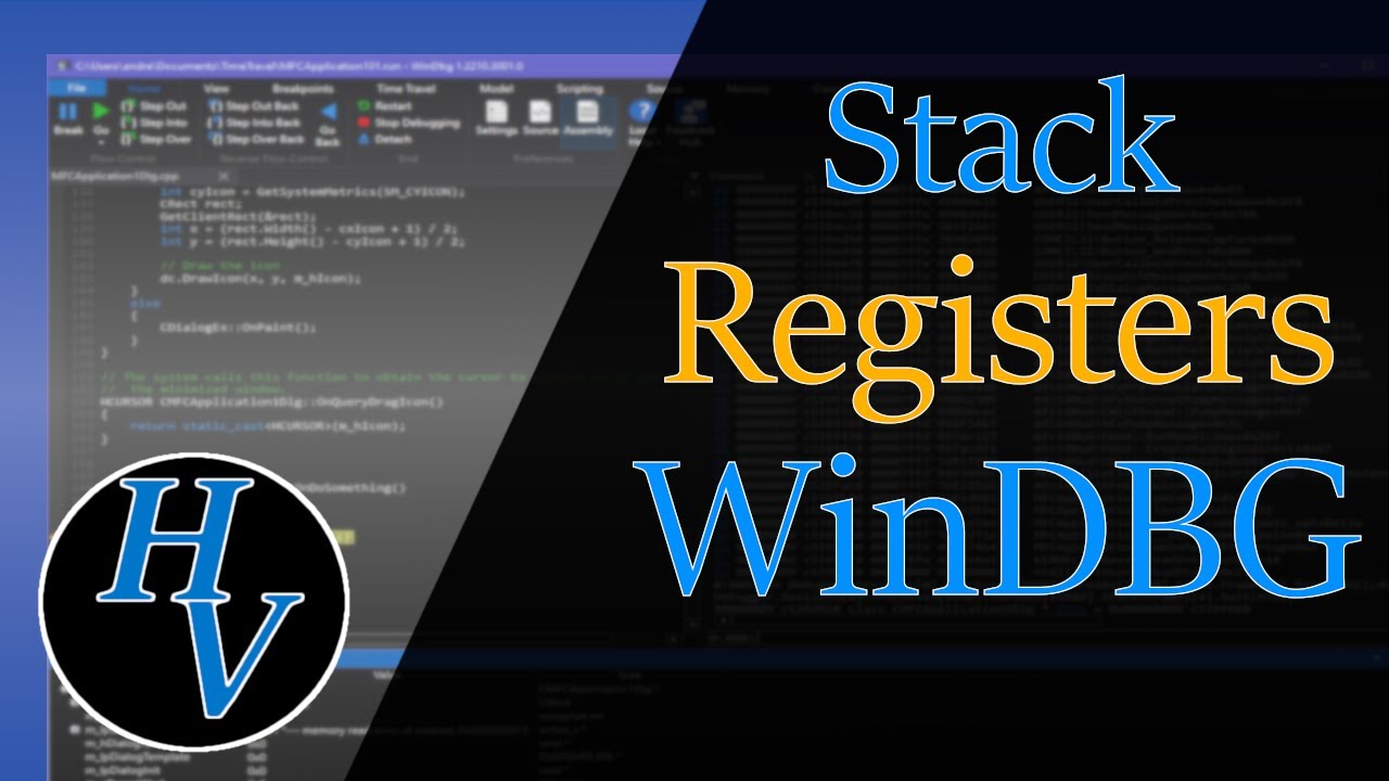 How Stack registers work within WinDBG. An explanation of the Base and Stack Pointer registers