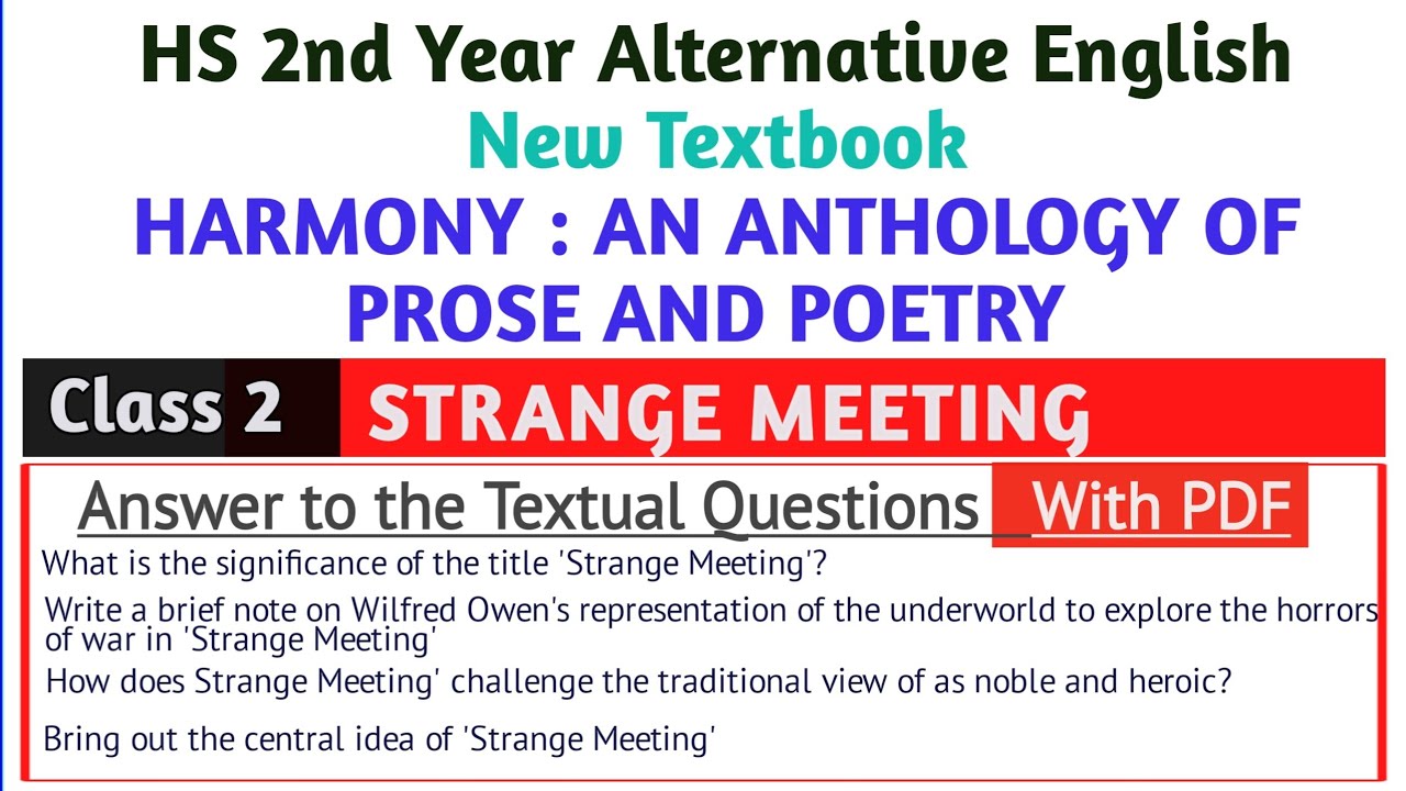 Strange Meeting Questions and Answers | Class 2 | Alte. English | Class 12 | #downloadpdf #notes