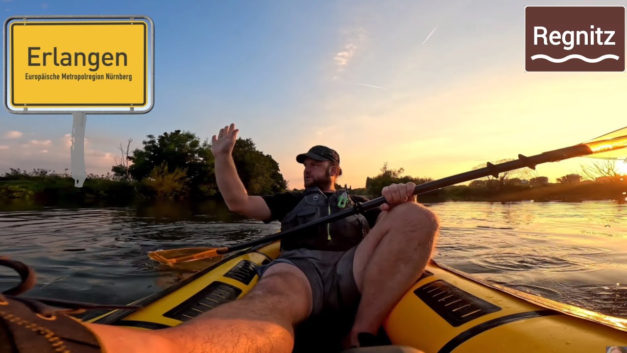Packraft-Expedition in Erlangen - Vom neuen Haus zur Regnitz + Brückenstecker  + tödliches Wehr