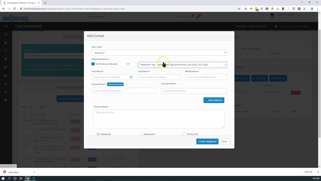Create First Case in immicompliance | #1 immigration software
